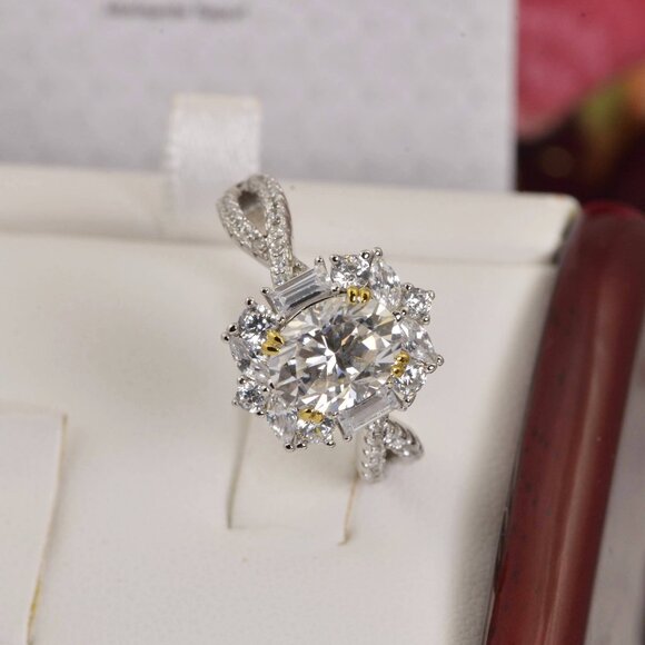 Moissanite 2.0ct Oval Cut Engagement Ring 925 - Picture 4 of 7